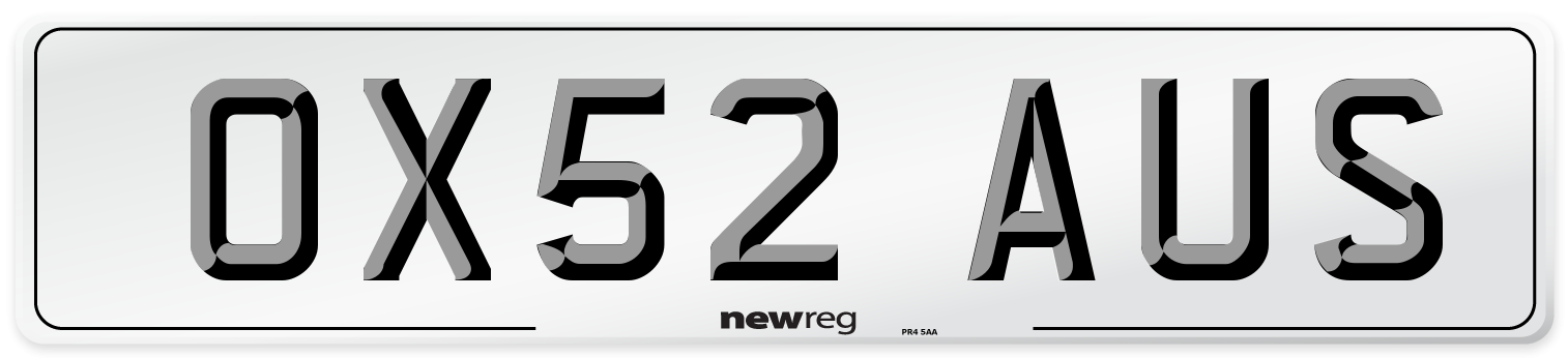 OX52 AUS Number Plate from New Reg